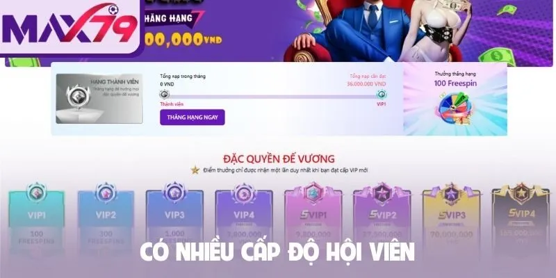 Có nhiều cấp độ hội viên