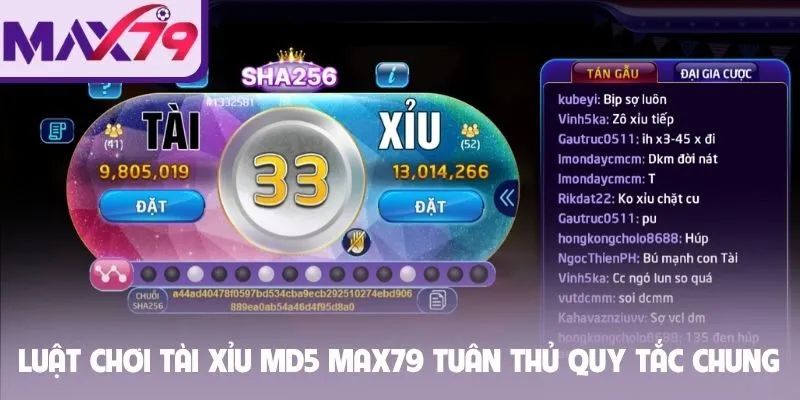 Luật chơi tài xỉu MD5 Max79 tuân thủ quy tắc chung