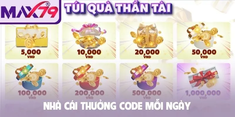 Nhà cái thưởng code mỗi ngày