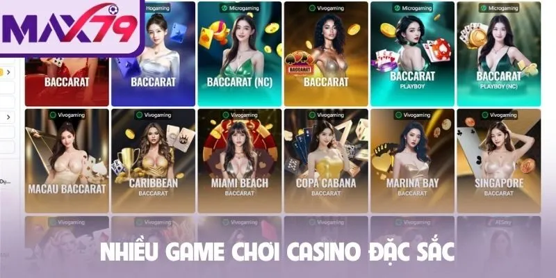 Nhiều game chơi casino đặc sắc