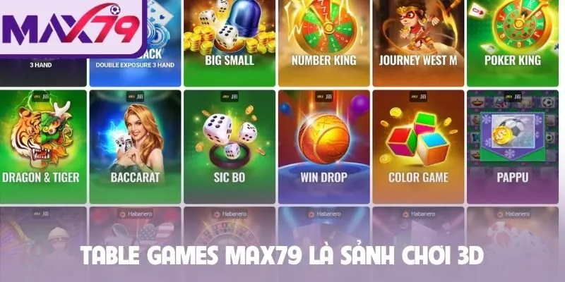 Table games Max79 là sảnh chơi 3D